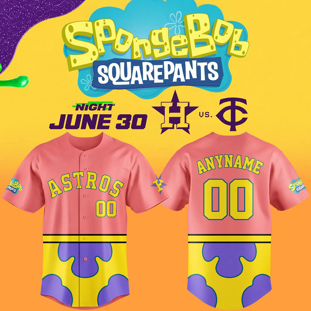 Personalized Houston Astros X SpongeBob Night 2026 Jersey Houston Astros Merch Fan Gifts
