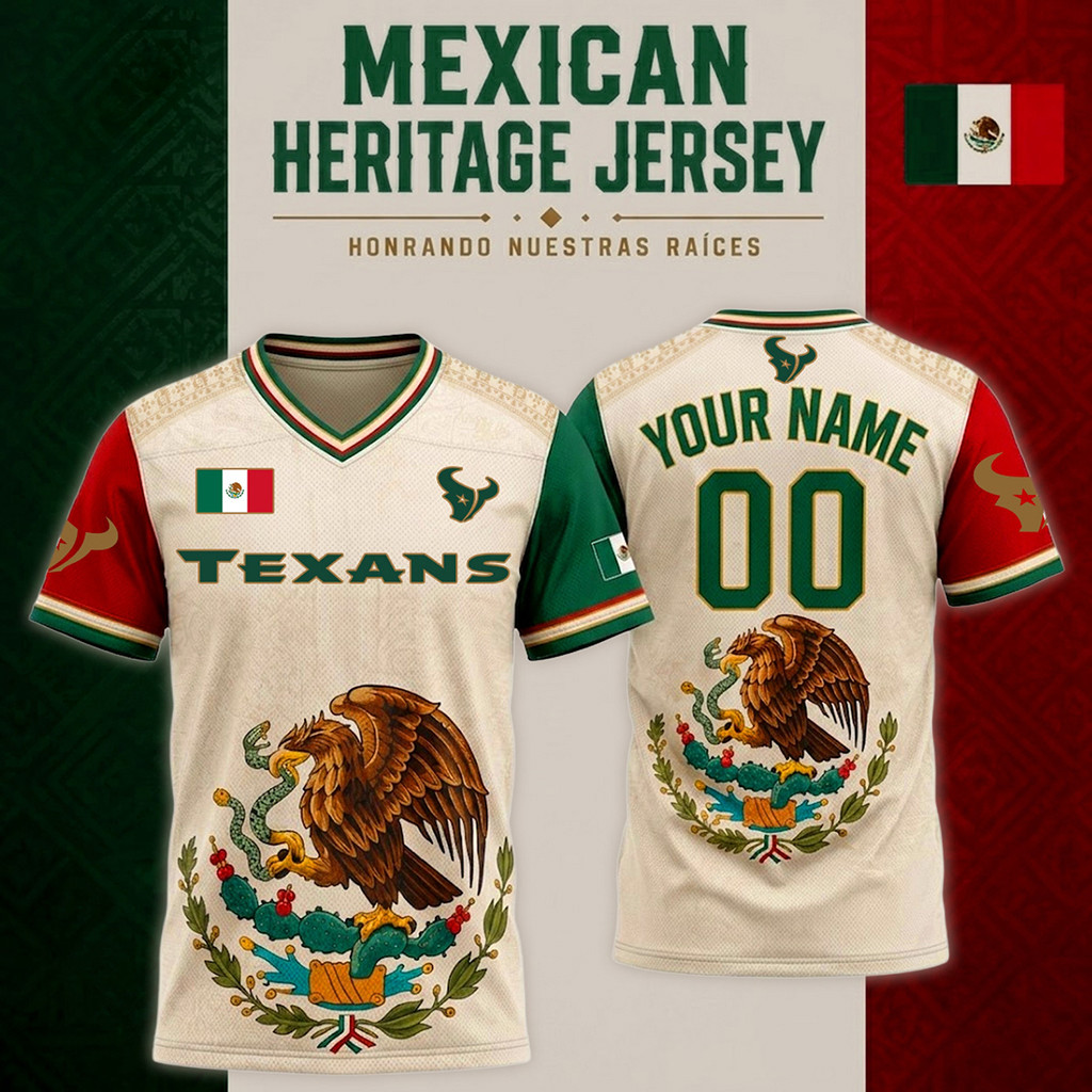 Personalized Houston Texans Mexican Heritage Jersey 2026 Houston Texans Merch Fan Gifts