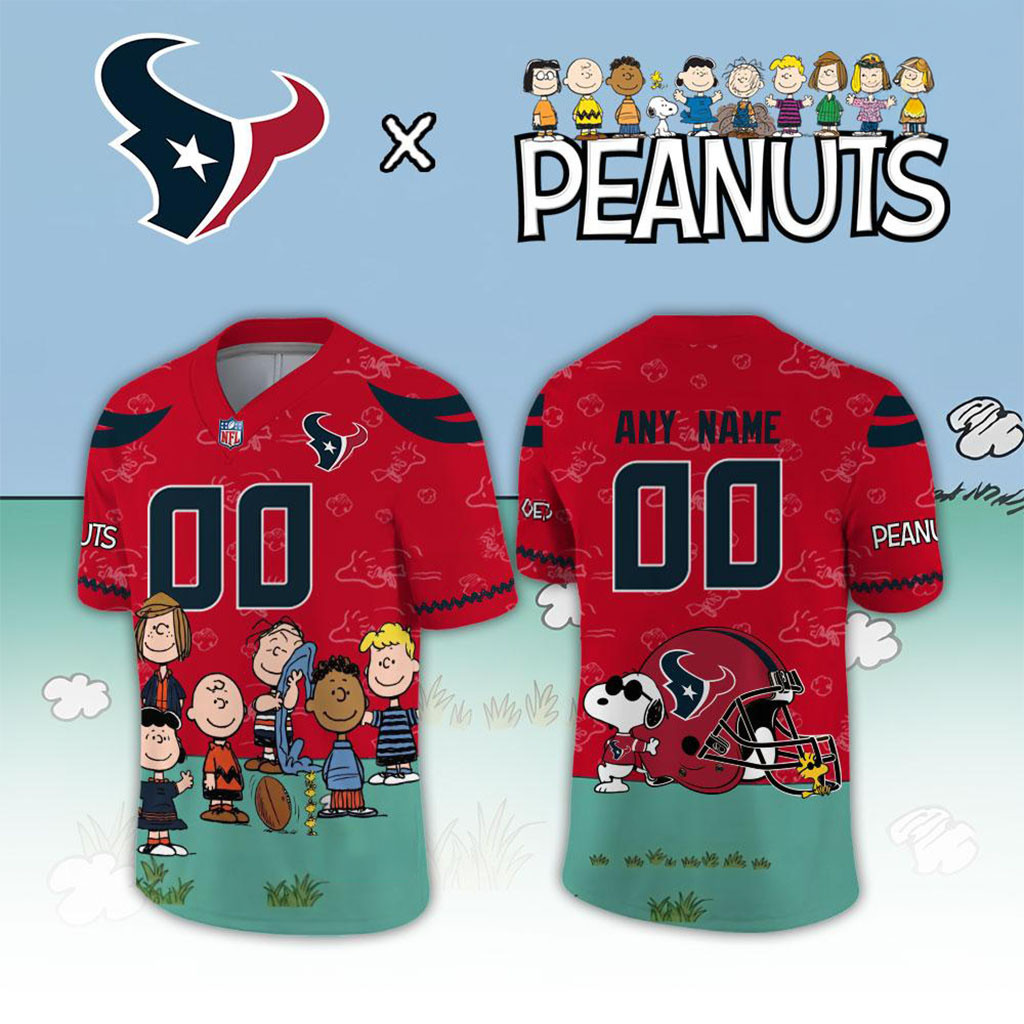 Personalized Houston Texans X Peanuts Snoopy 2026 Jersey Houston Texans Merch Football Fan Gear