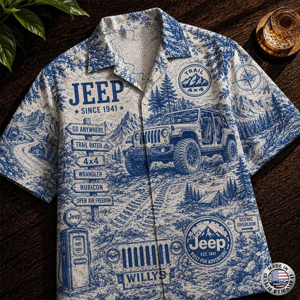Personalized Jeep Since 1941 Vintage Blue Hawaiian Shirt Jeep Merch Gifts For Husband