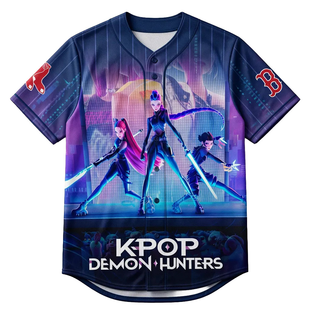 Personalized K-Pop Demon Hunters X Boston Red Sox Baseball Jersey Gifts For Baseball Fans