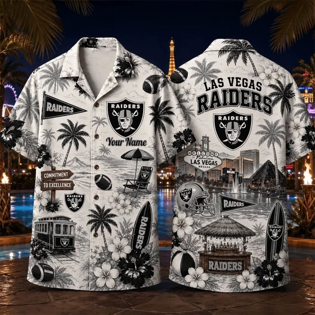 Personalized Las Vegas Raiders Summer Hawaiian Shirt Raiders Merch Gifts For Football Fan