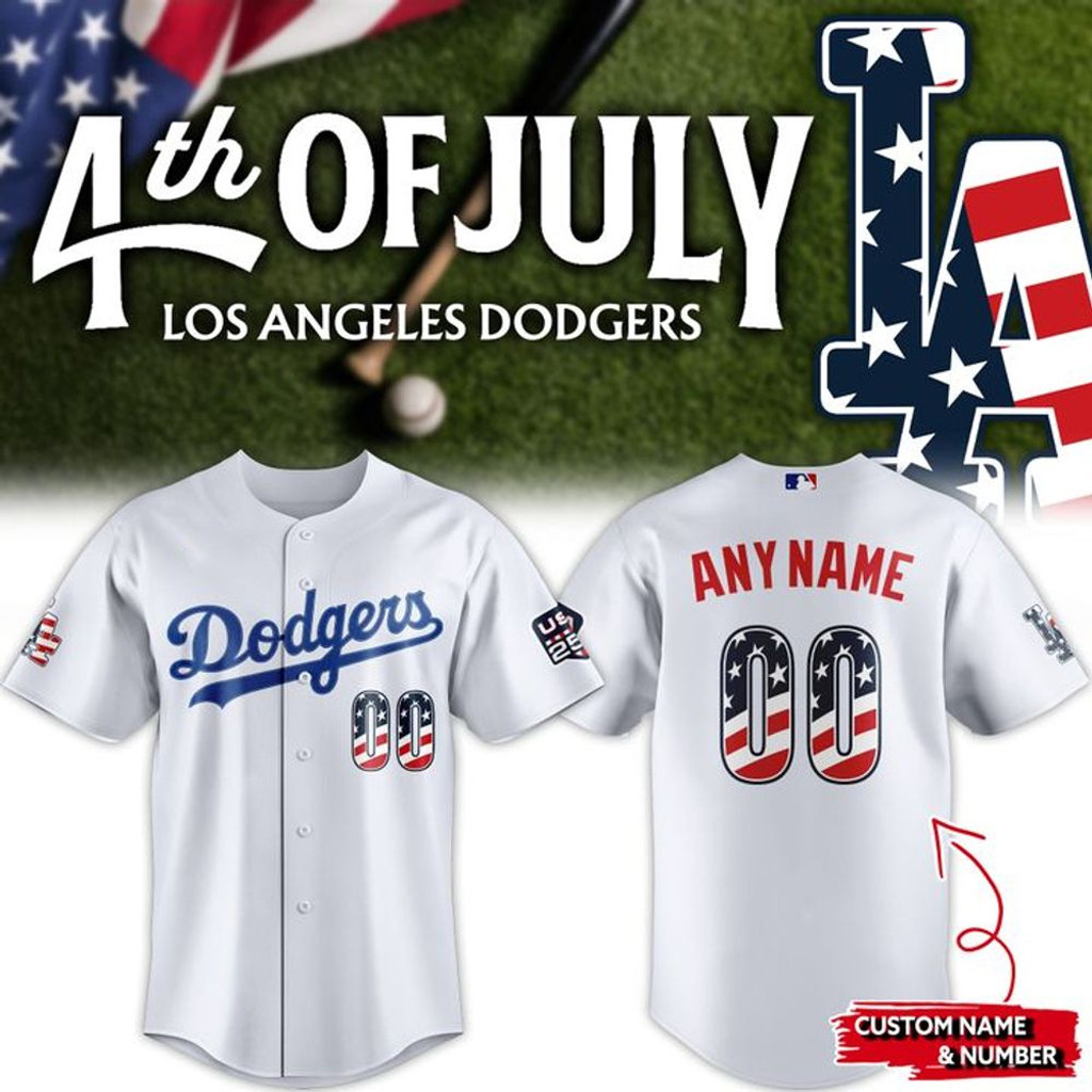 Personalized Los Angeles Dodgers 4th Of July American Flag Baseball Jersey LA Dodgers Merch