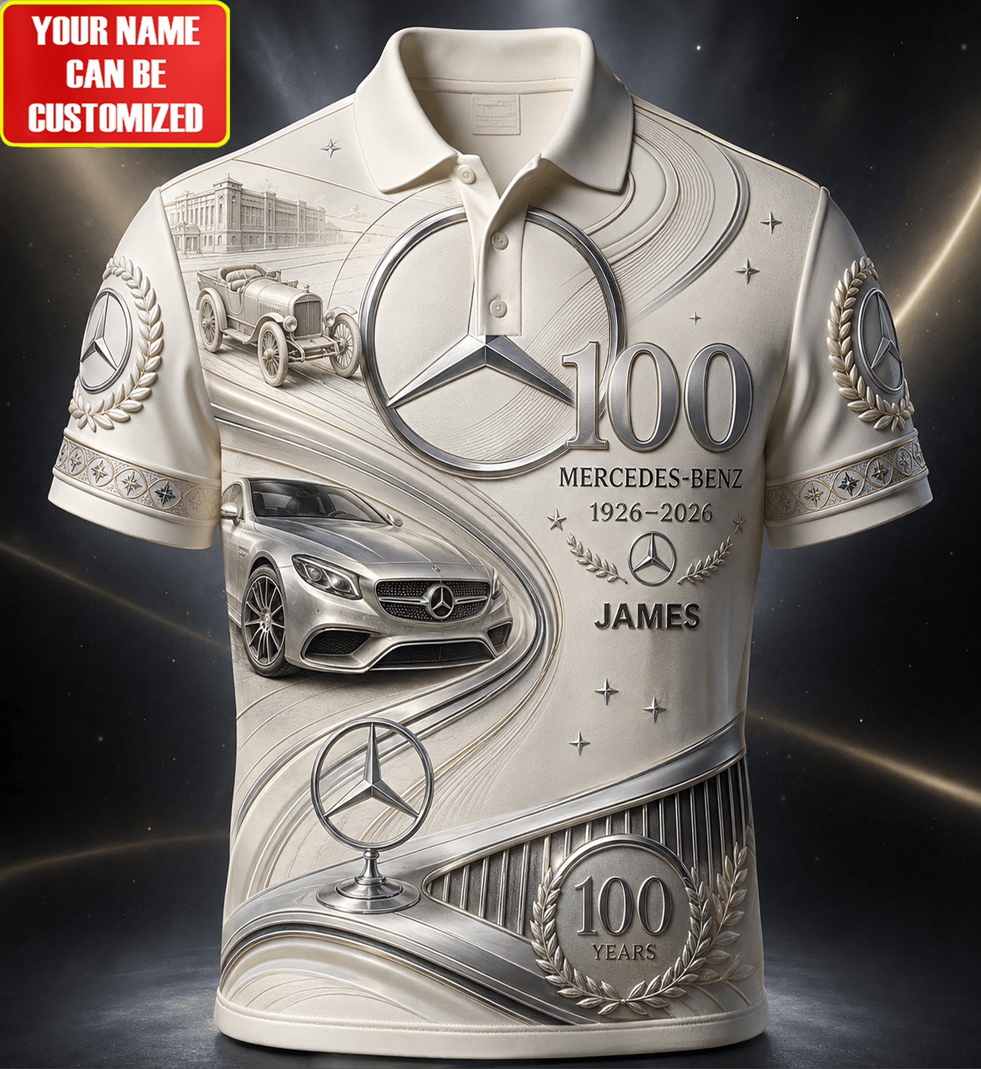 Personalized Merc 100 Years Anniversary Polo Shirt Merc Merch Car Lover Apparel Gift For Father