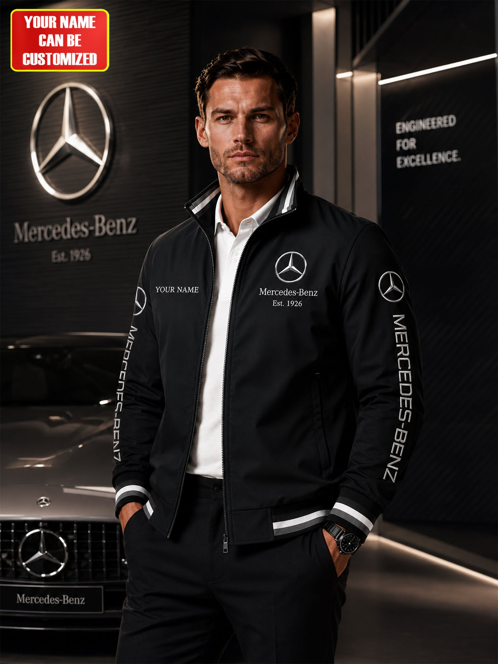 Personalized Merc 1926 Vintage Windbreaker Jacket Car Lover Gifts For Father In Law