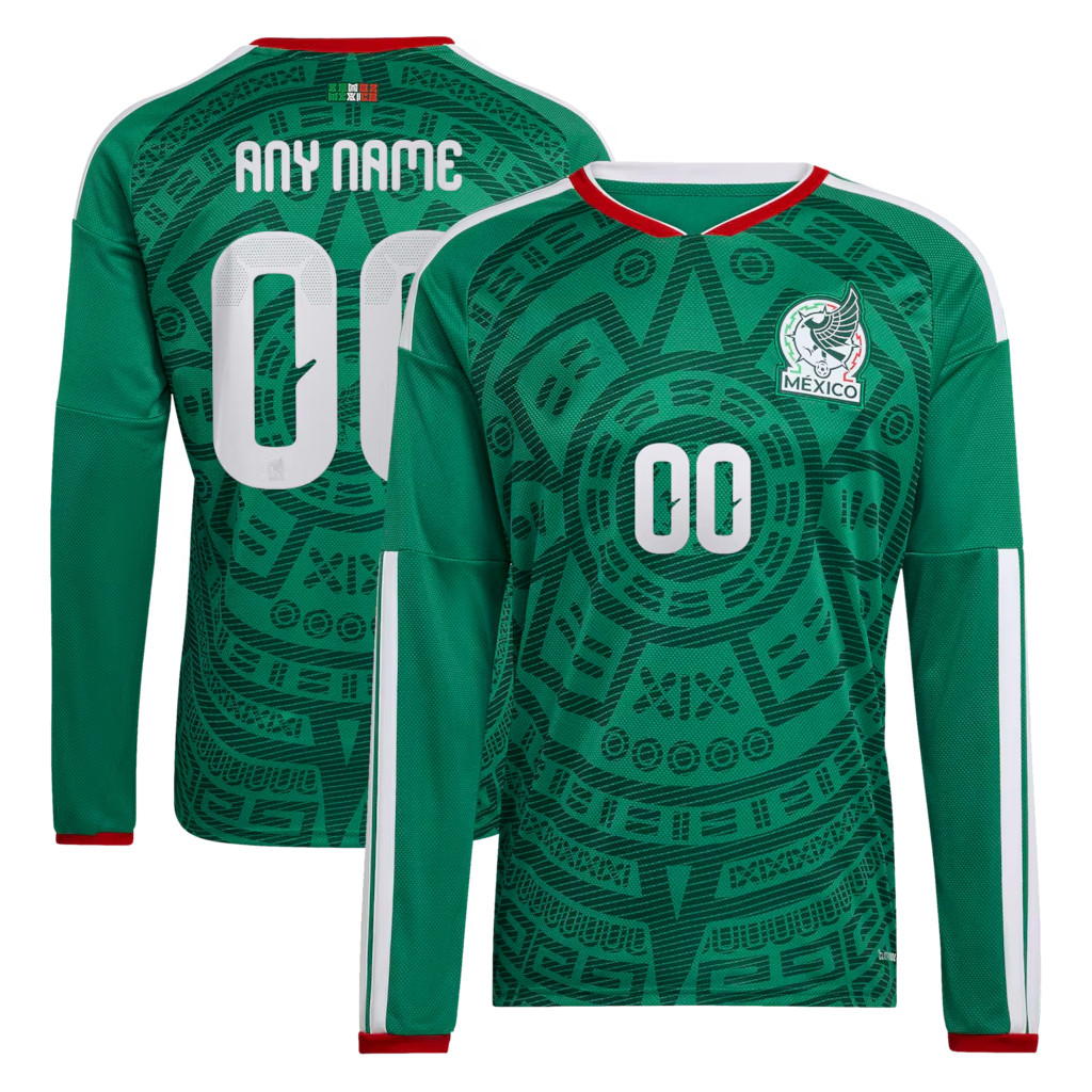 Personalized Mexico World Cup Merch 2026 Mexico National Team Home Long Sleeve Jersey Green