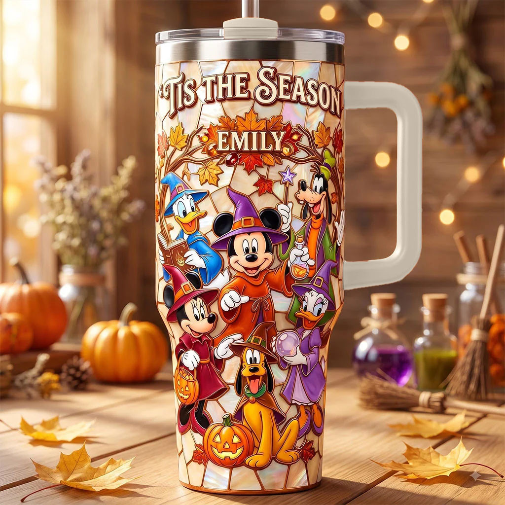 Personalized Mickey And Friends Tis The Season Tumbler Halloween Merch Gift For Besties