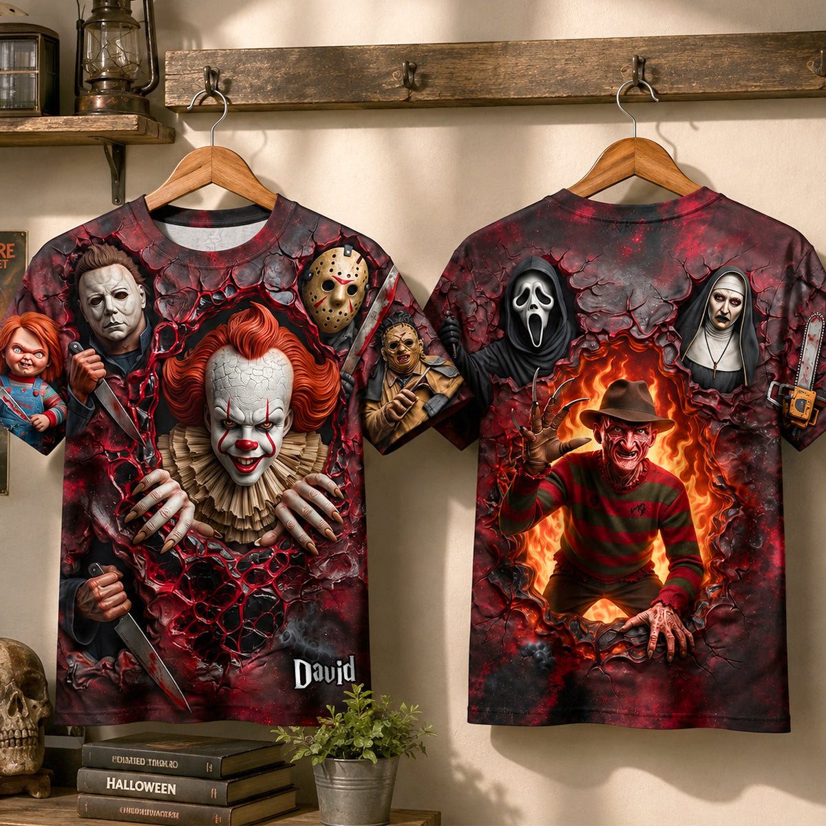 Personalized Midnight Horror Character T-Shirt Halloween Outfits Gifts For Horror Lovers