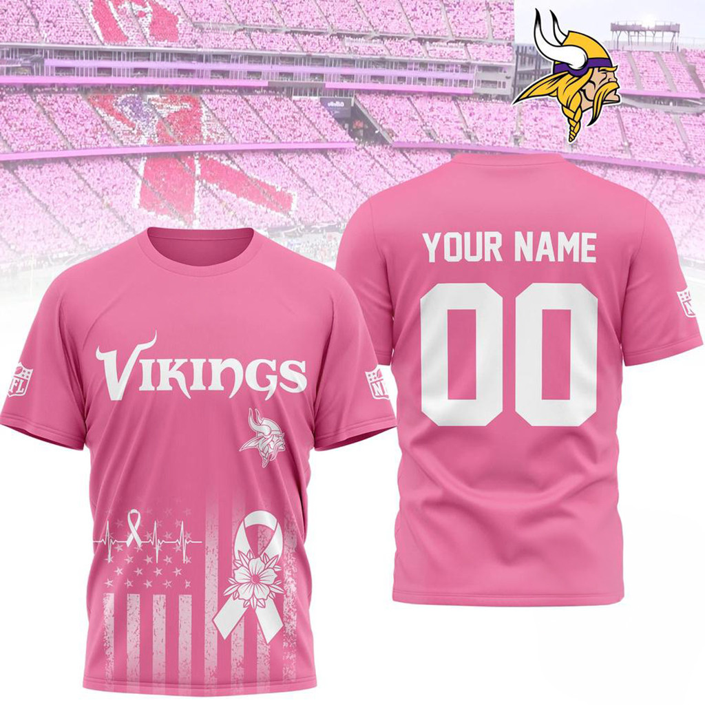Personalized Minnesota Vikings 2026 Breast Cancer Awareness T-Shirt Minnesota Vikings Merch