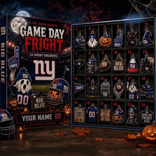 Personalized New York Giants Halloween 2026 Advent Calendar 24 Spooky Ornaments NY Giants Merch - Image 2