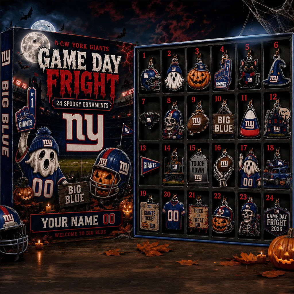 Personalized New York Giants Halloween 2026 Advent Calendar 24 Spooky Ornaments NY Giants Merch