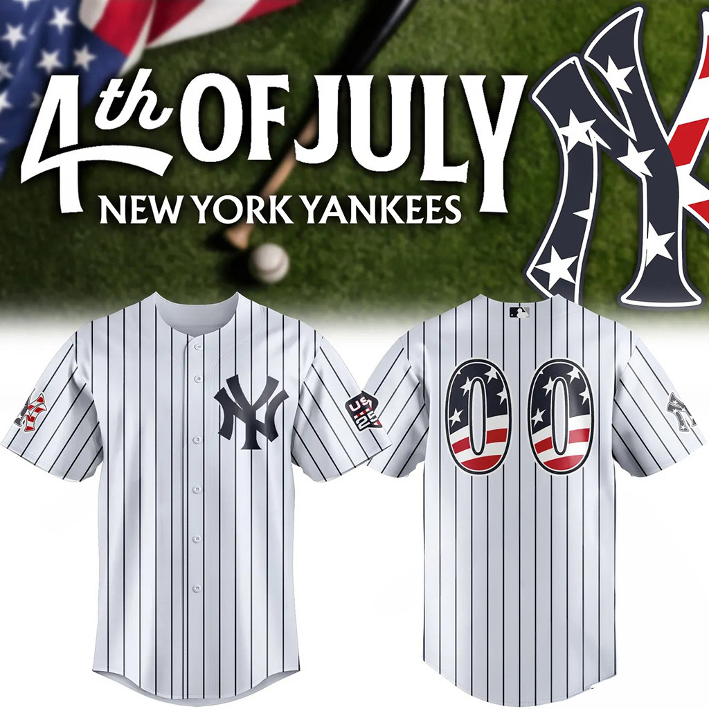 Personalized New York Yankees 4th of July 2026 Baseball Jersey NY Yankees Merch Patriotic Gifts