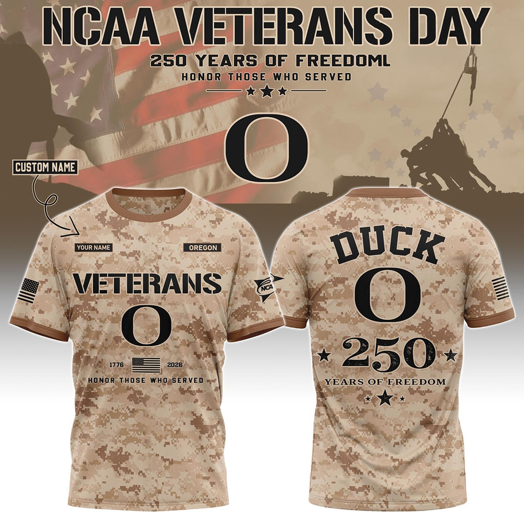 Personalized Oregon Ducks Veterans Day 2026 T-Shirt Oregon Ducks Merch Patriotic Gift Ideas