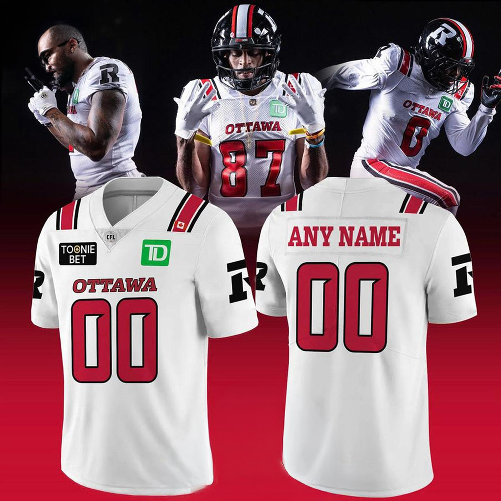 Personalized Ottawa Redblacks New Season 2026 All White Football Jersey Redblacks Merch