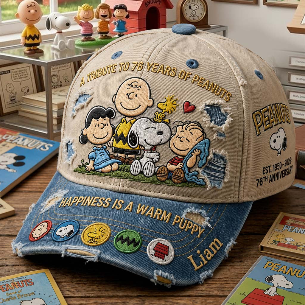 Personalized Peanuts 76th Anniversary Cartoon Friends Hat Peanuts Merch Gift For Cartoon Fans