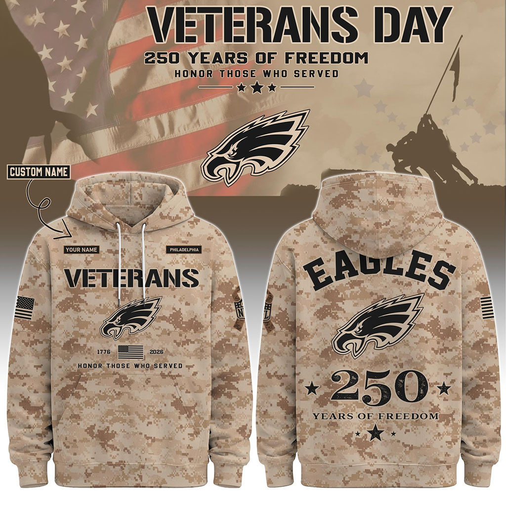 Personalized Philadelphia Eagles Veterans Day 2026 Hoodie Philadelphia Eagles Merch Fan Gifts