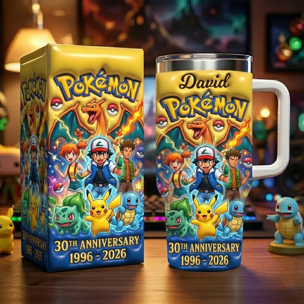 Personalized Pokemon 30th Anniversary Tumbler Pokemon Merch Birthday Gift For BFF