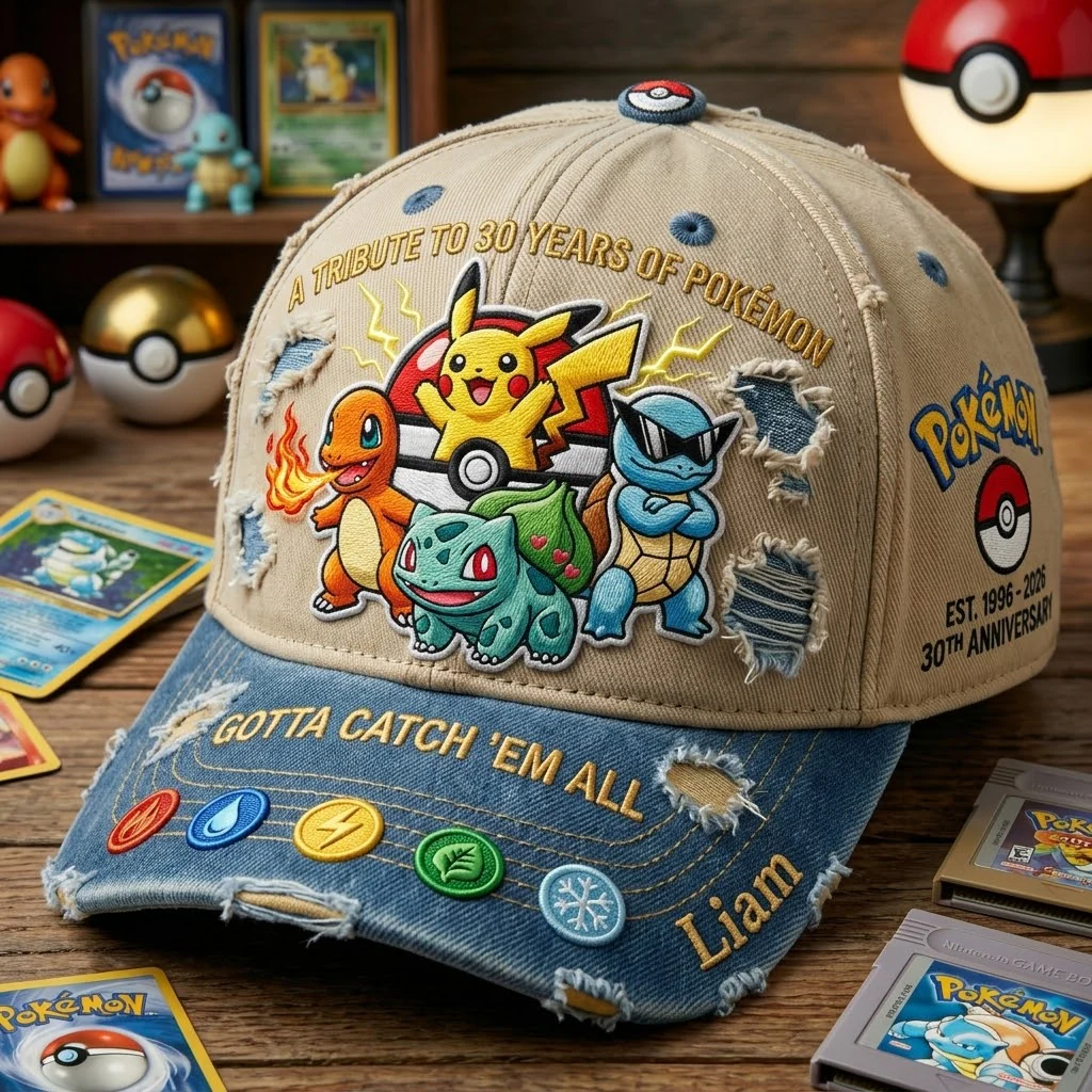 Personalized Pokemon Celebrate 30 Years Of Legend Hat Pokemon Merch Gift For Movie Fans