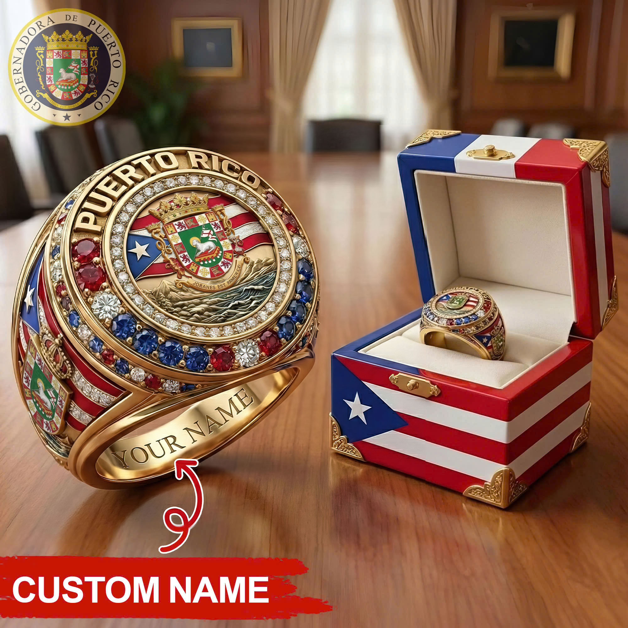 Personalized Puerto Rico 2026 World Cup Ring Game Day Merch Gifts For Football Lovers