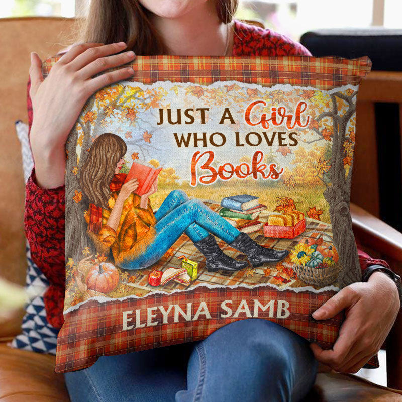 Personalized Reading Girl Just A Girl Who Loves Books Custom Pillow - Image 2