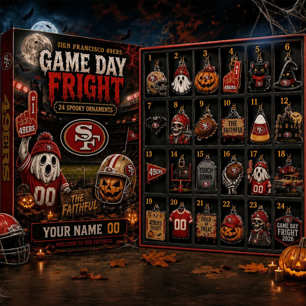 Personalized San Francisco 49ers Halloween 2026 Advent Calendar 24 Spooky Ornaments 49ers Merch
