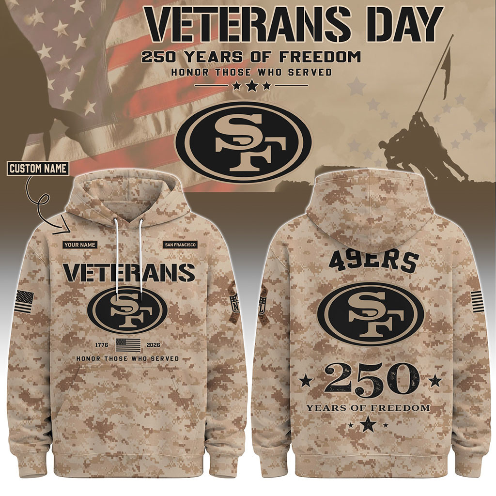 Personalized San Francisco 49ers Veterans Day 2026 Hoodie SF 49ers Merch Football Fan Gifts