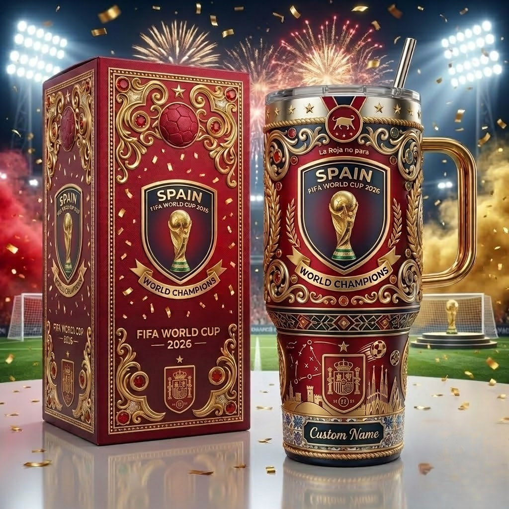 Personalized Spain FIFA World Cup 2026 Champions Tumbler Spain World Champions Merch Fan Gear