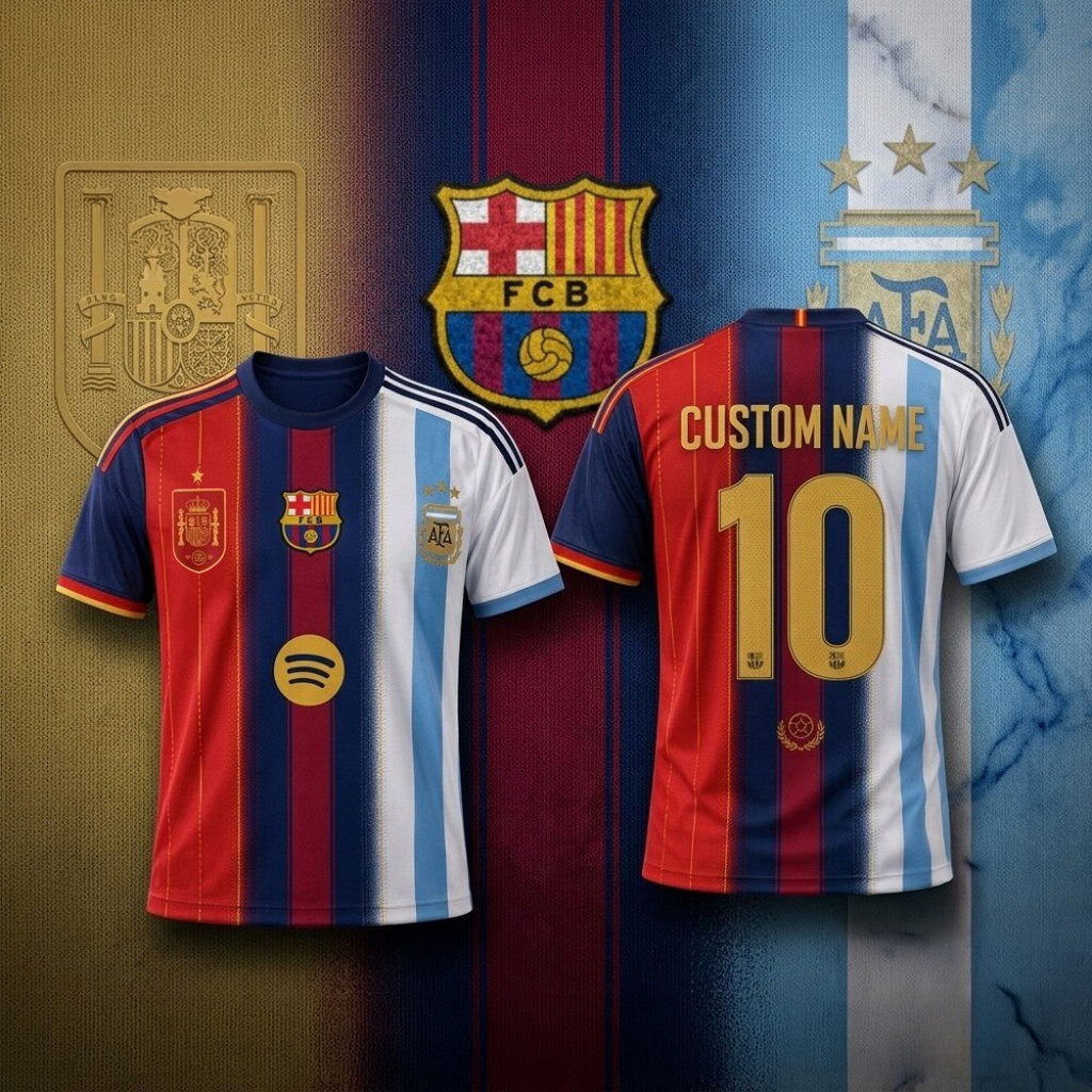 Personalized Spain X Barca X Argentina 2026 FIFA World Cup Final Mashup Jersey Shirt Fan Merch