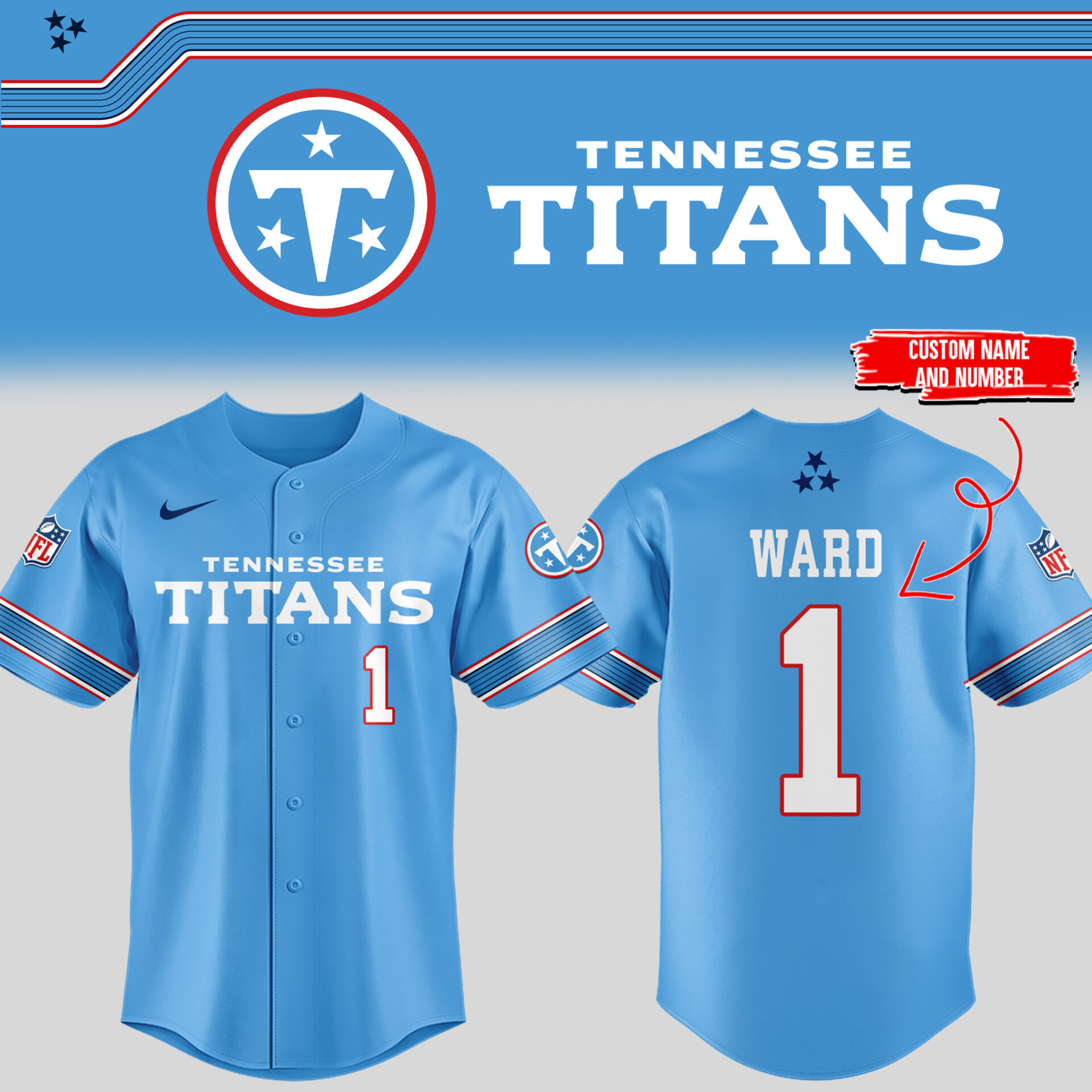 Personalized Tennessee Titans 2026 Jersey Titans Merch Presents For Football Fans
