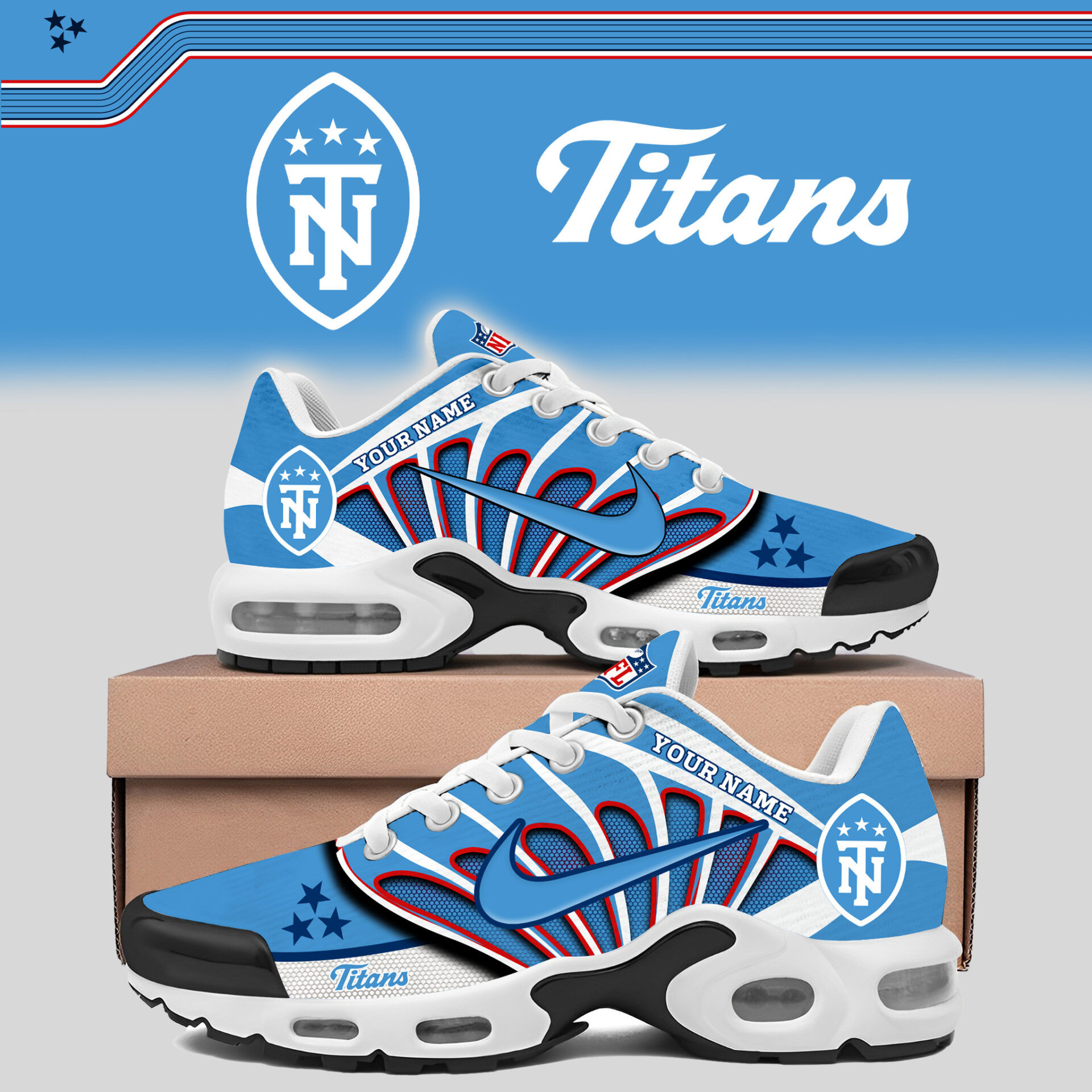 Personalized Tennessee Titans Air Max Plus Sneakers Titans Merch Gifts For Football Lovers