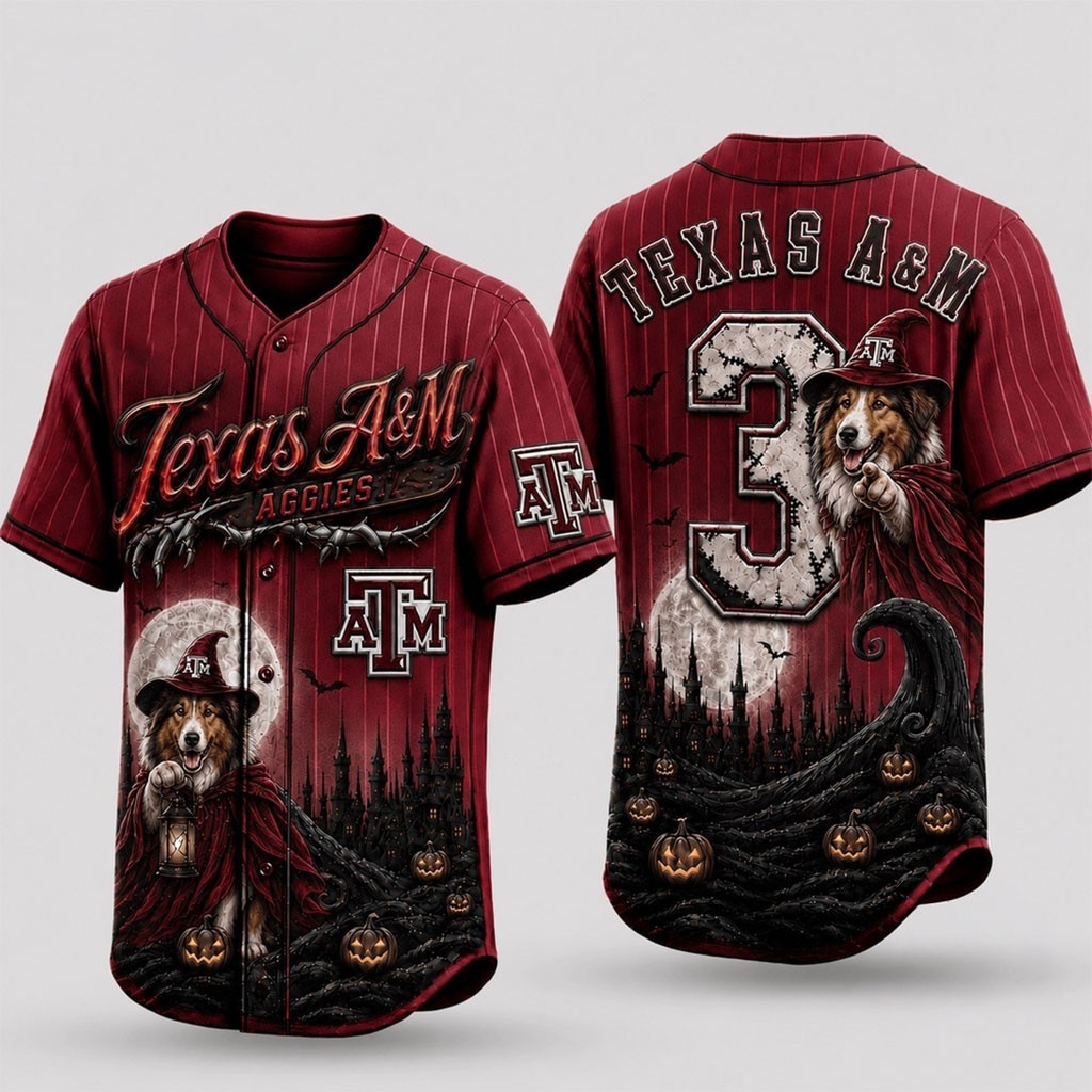 Personalized Texas A&M Aggies 2026 Spooky Mascot Halloween Baseball Jersey Fan Merch Best Gifts