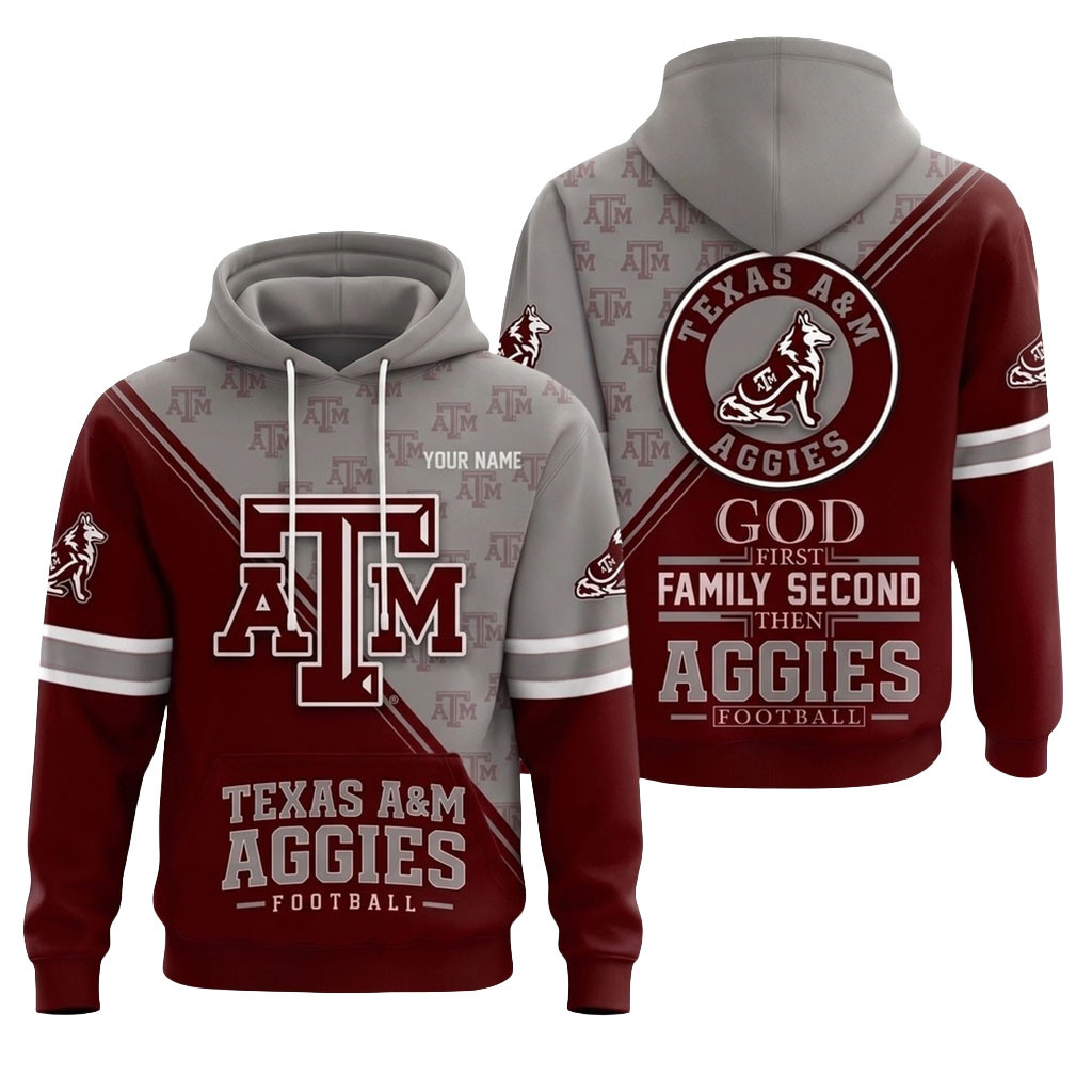 Personalized Texas A&M Aggies Merch 2026 Faith Family Football Hoodie Present For Game Day