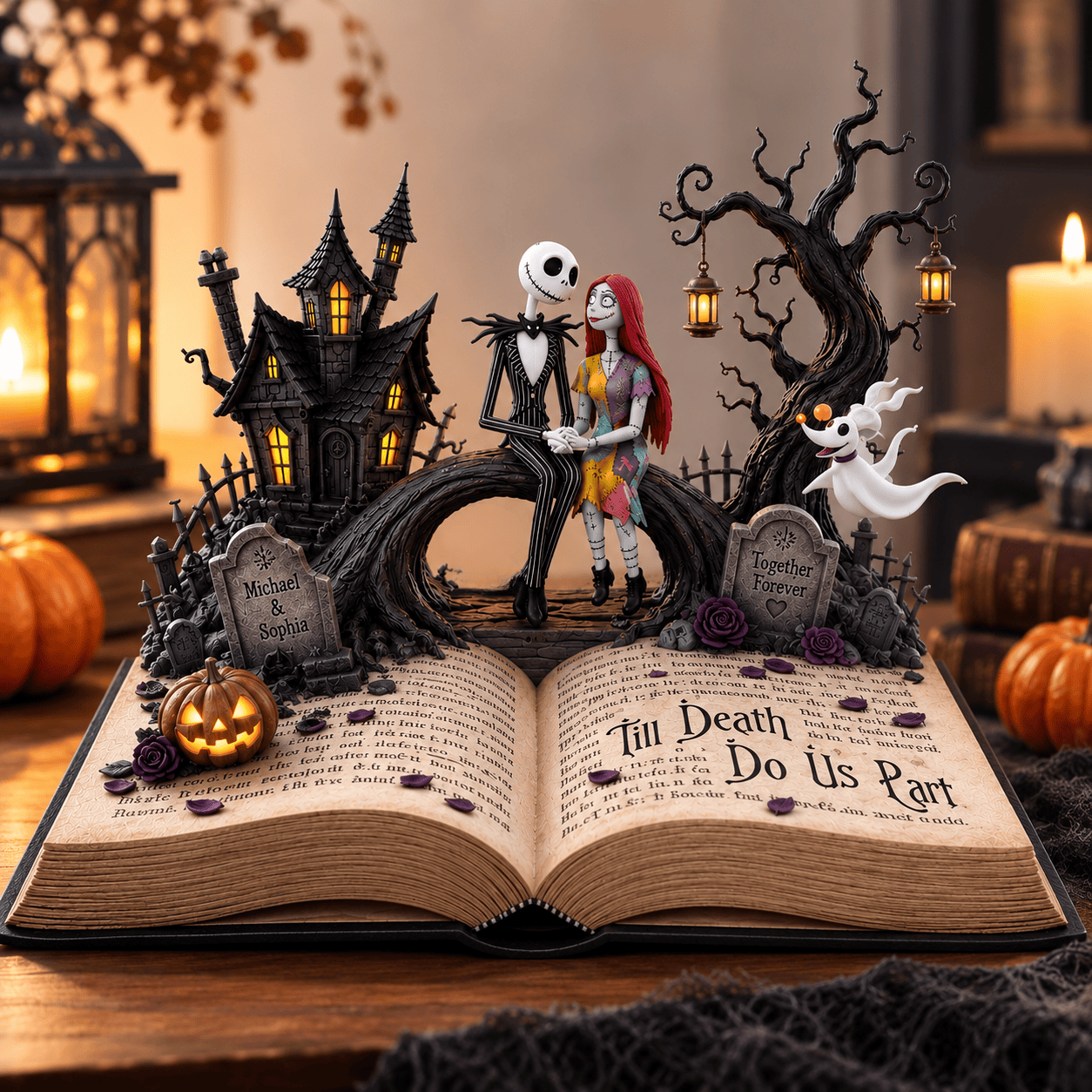 Personalized The Nightmare Before Christmas Skeleton Couple Acrylic Plaque Halloween Gift Ideas
