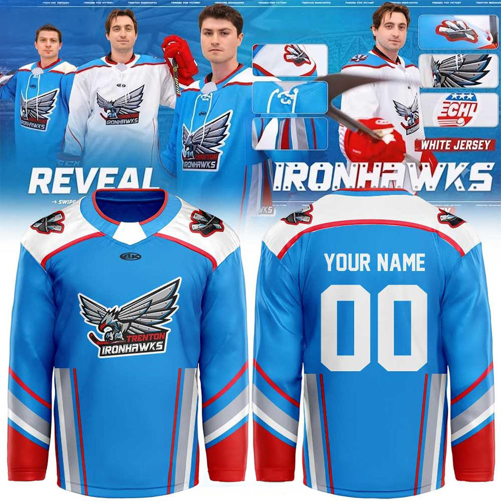 Personalized Trenton Ironhawks x Inaugural Seasonal 2026 Night Hockey Jersey Ironhawks Merch