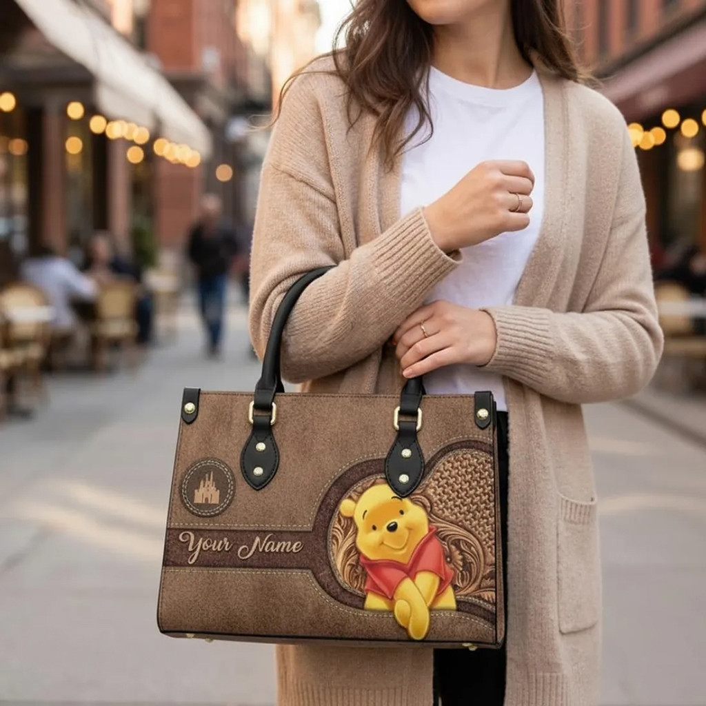 Personalized Winnie The Pooh Leather Handbag Women's Shoulder Bag Mother's Day Gifts