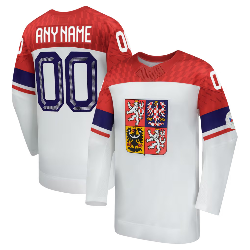 Personalized World Cup 2026 Merch Czech Republic Hockey White Away Jersey Czech World Cup Merch