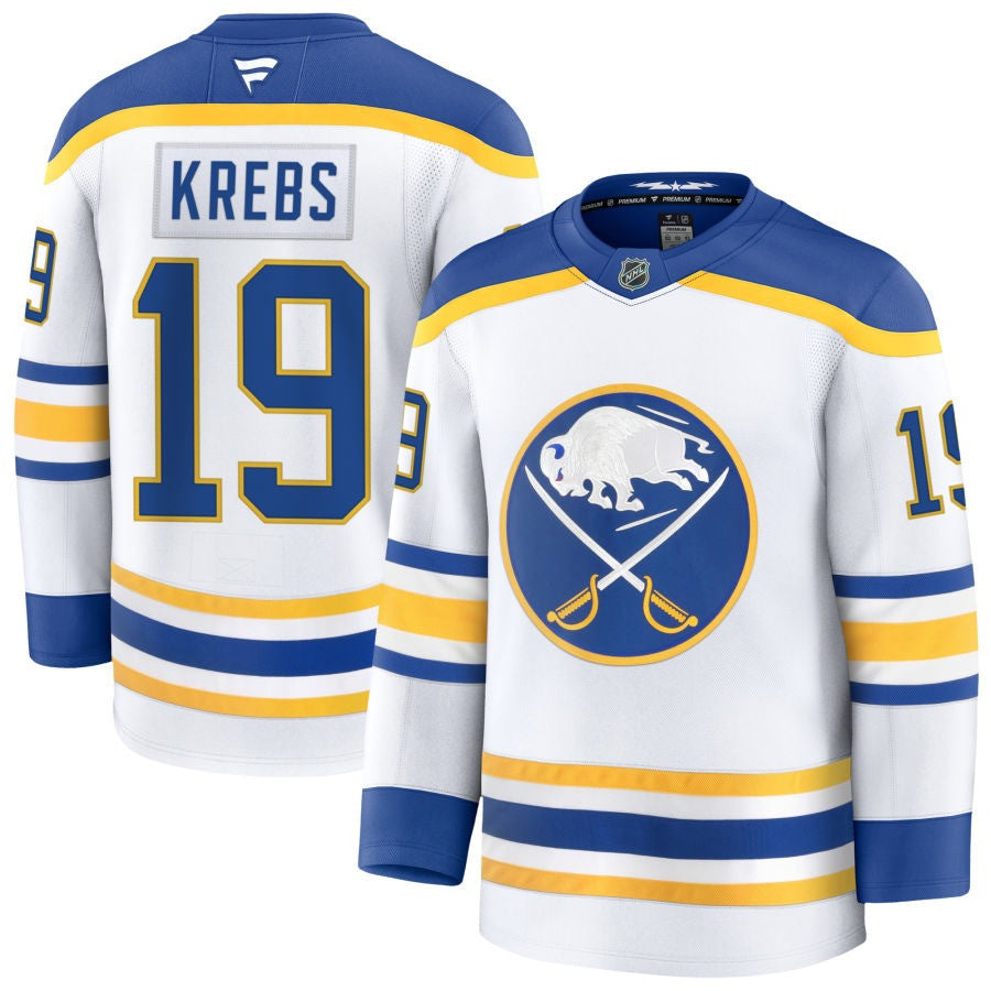 Peyton Krebs Buffalo Sabres 2025 Away Jersey - White 1 Peyton Krebs Buffalo Sabres 2025 Away Jersey - White