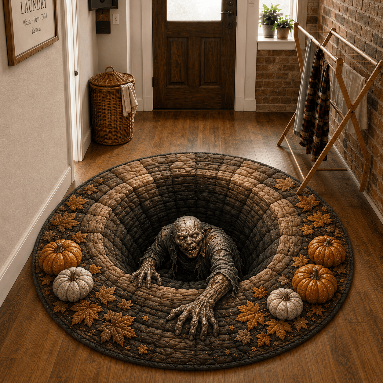 Phantom Hollow Quilted Round Mat Round Small Rugs Great Halloween Gifts