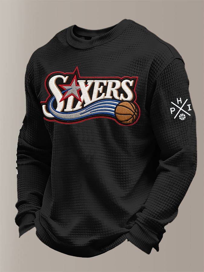 Philadelphia 76ers Basketball Waffle Long Sleeve Shirt 76ers Merch Philadelphia Basketball Shirt