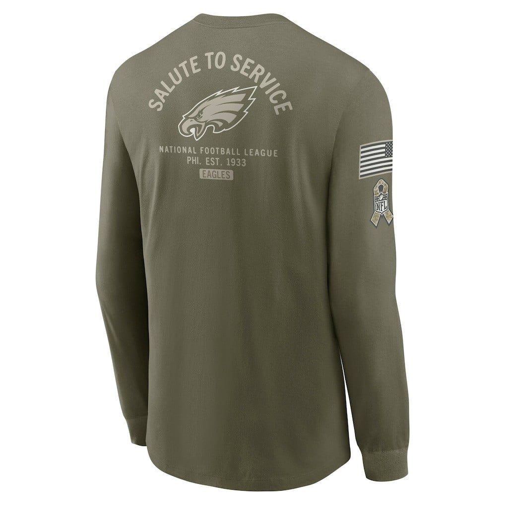Philadelphia Eagles 2025 Salute to Service Sideline Long Sleeve T-Shirt - Olive - Image 2