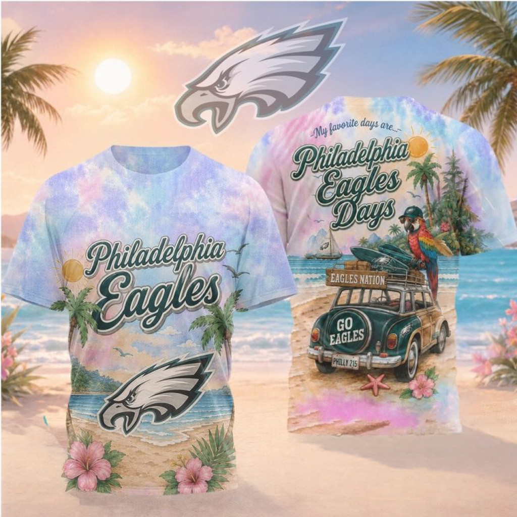 Philadelphia Eagles Beach Tropical Parrot Summer T-Shirt Philly Eagles Merch Gift For Stepdad