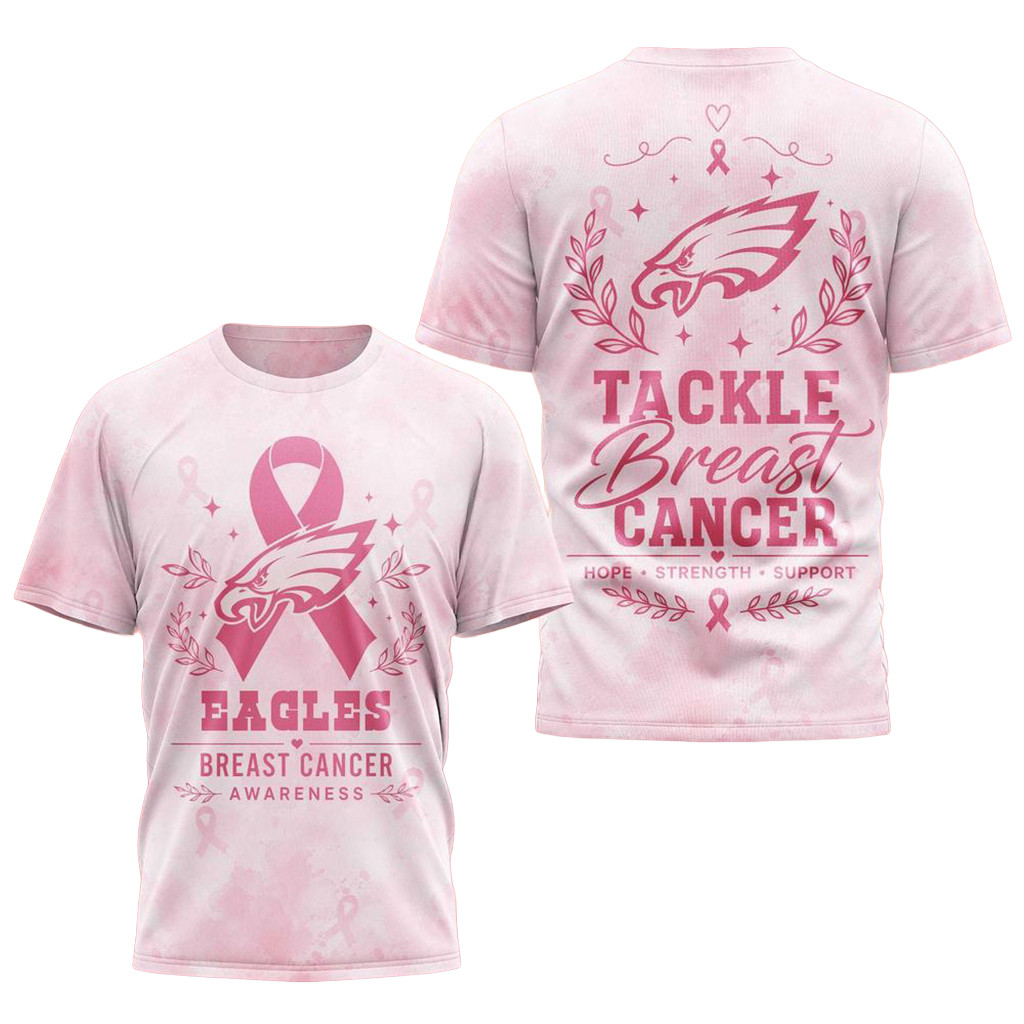 Philadelphia Eagles Hope Strength Support Breast Cancer T-Shirt Philadelphia Eagles Merch 2026