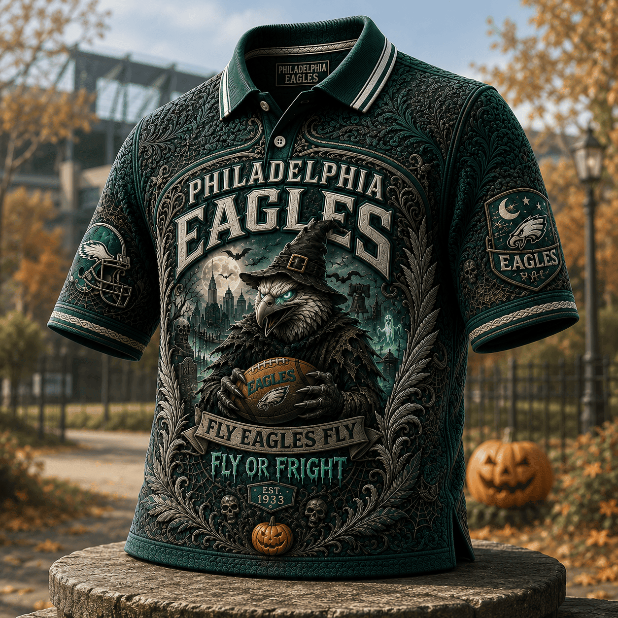 Philadelphia Eagles Merch Halloween 2026 Fly Or Fright Polo Shirt Football Gifts For Men