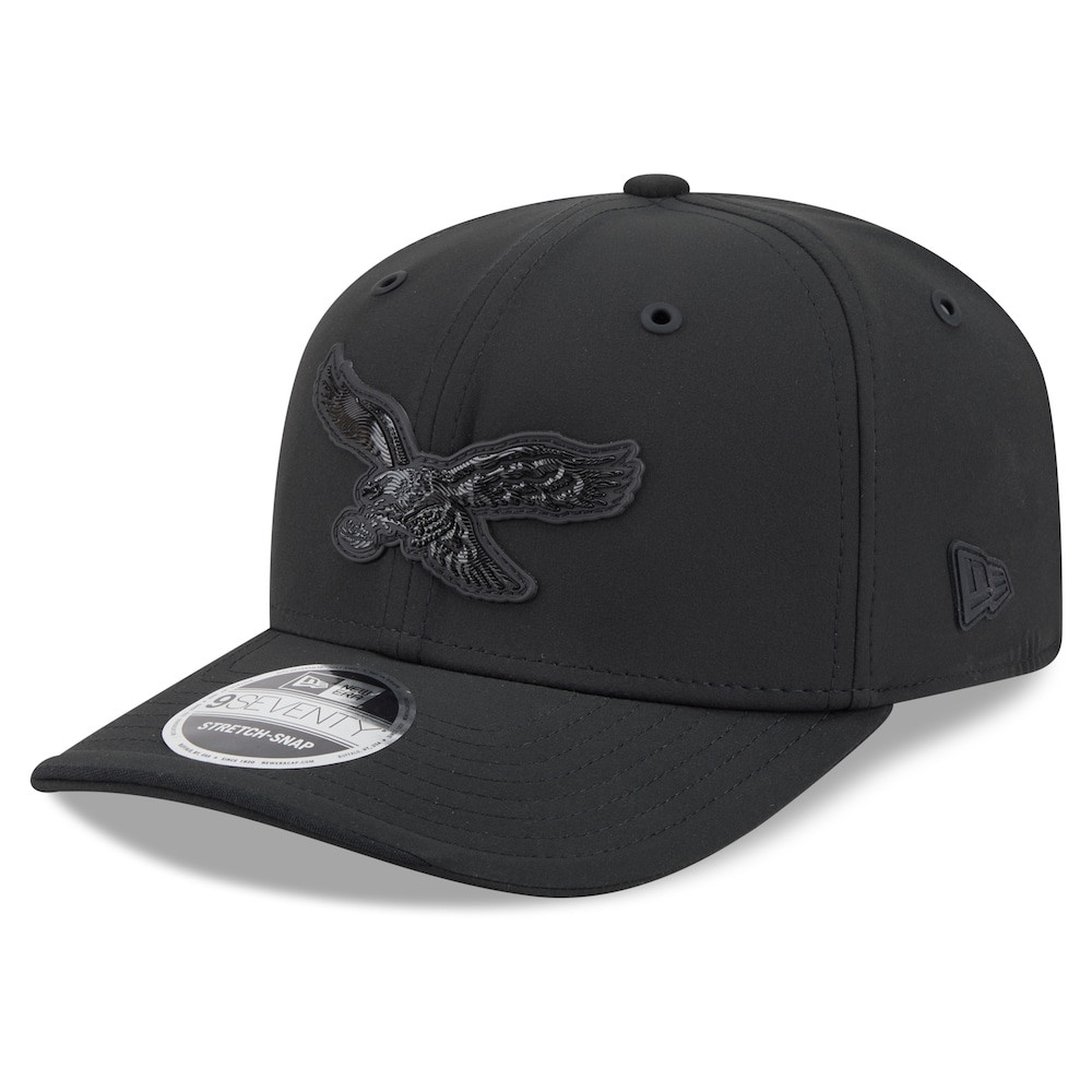 Philadelphia Eagles Merch - Men's 2026 Sideline Throwback 9SEVENTY Adjustable Hat, Black - New Era - Football Fan Gear
