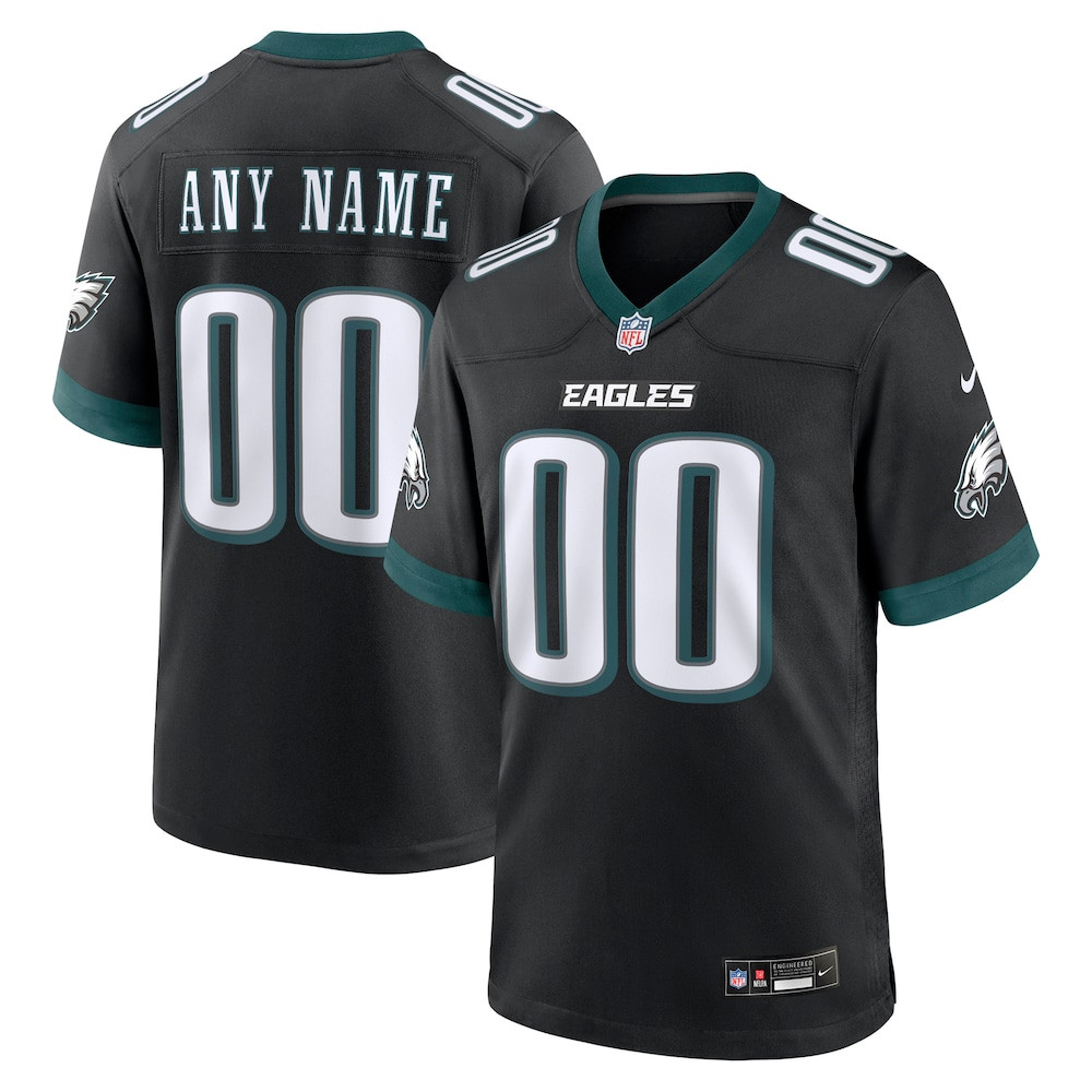 Philadelphia Eagles Merch - Men's Alternate Custom Game Jersey, Black - Cool Gifts For Football Fans