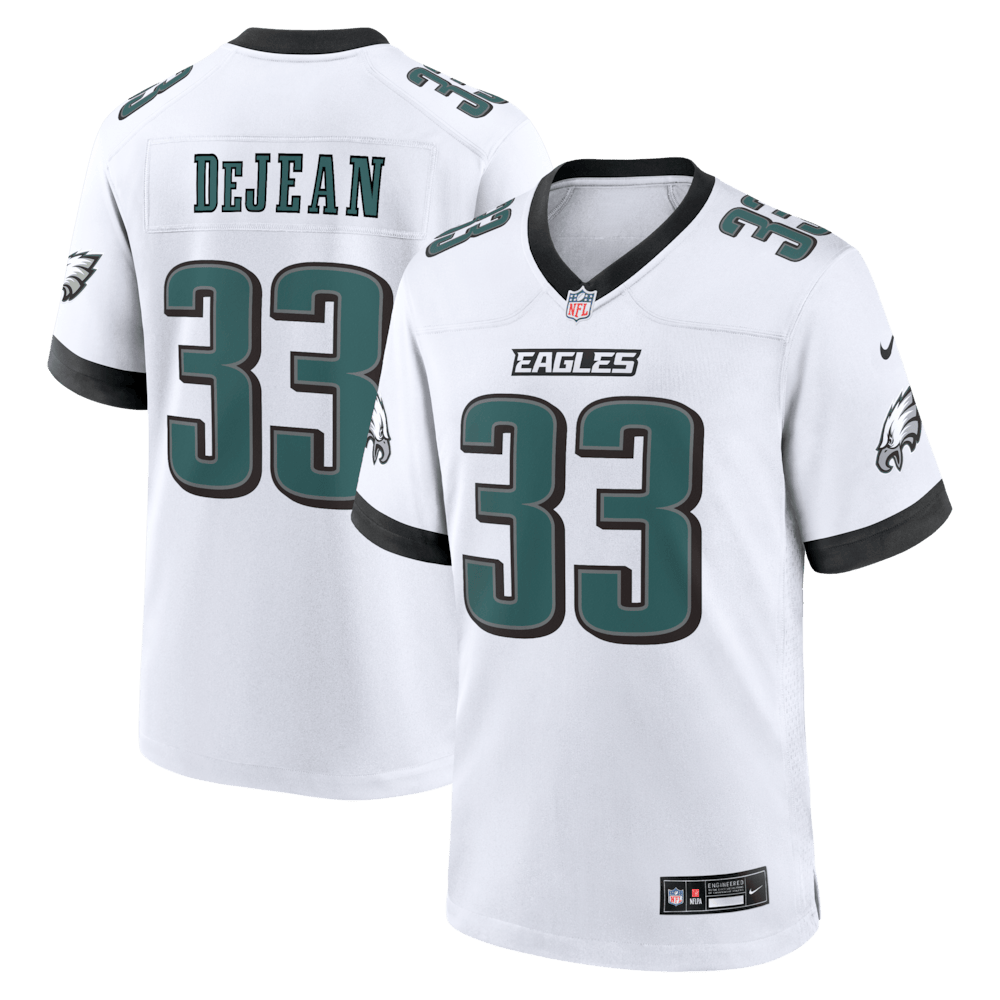 Philadelphia Eagles Merch - Men's Cooper DeJean Game Jersey, White - Football Team Gifts Ideas