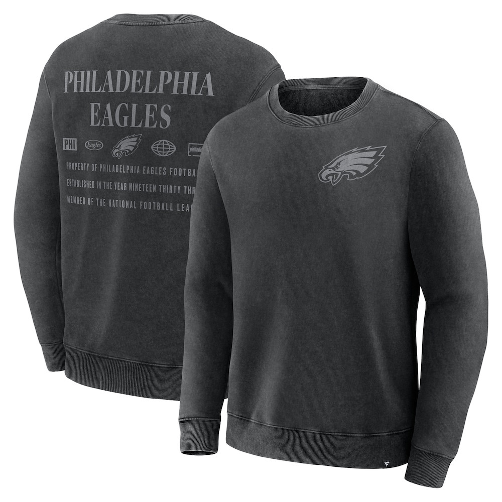 Philadelphia Eagles Merch - Men's Fanatics Deep Route Pullover Sweatshirt, Black - Best Football Christmas Gifts