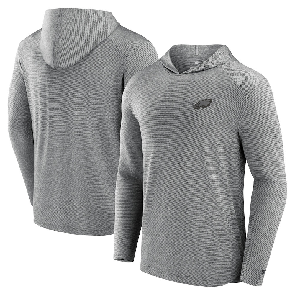 Philadelphia Eagles Merch - Men's Fanatics Front Office Tech Lightweight Hoodie T-Shirt, Black - Football Gifts For Him
