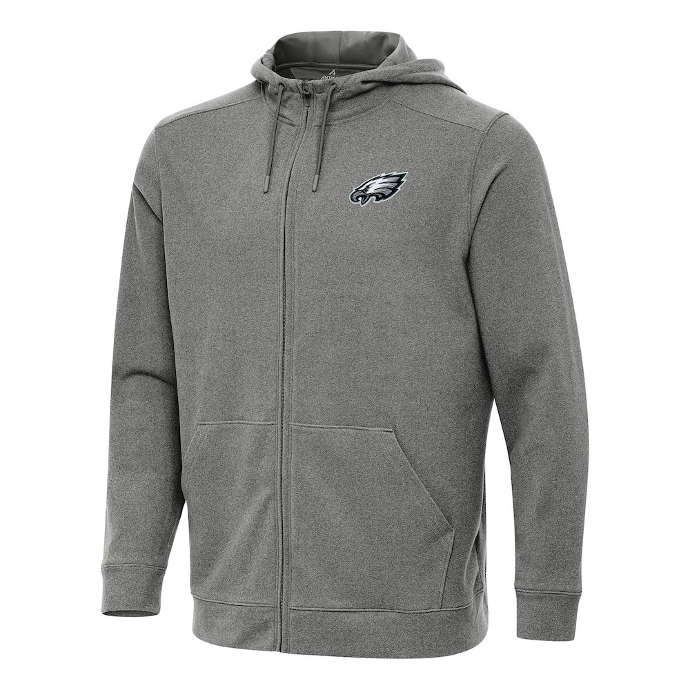 Philadelphia Eagles Merch - Men's Heather Effortless Full-Zip Hoodie Best Presents For Football Lovers