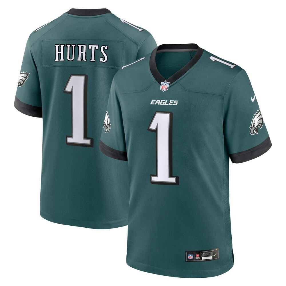 Philadelphia Eagles Merch - Men's Jalen Hurts Midnight Team Game Jersey, Green - Cool Football Gifts